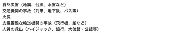 複合的、長期的な自然災害、大規模な事故の場合